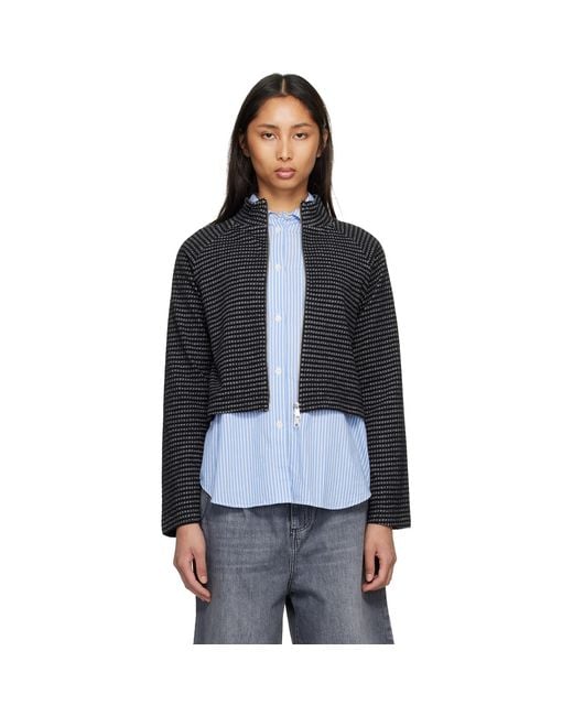 mfpen Black Cropped Leisure Zip Up Sweater