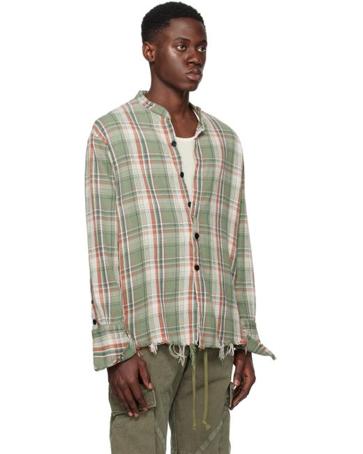 Chemise kaki à carreaux Greg Lauren pour homme en coloris Multicolor