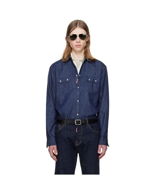 DSquared² Blue Twin Peaks Denim Shirt for men