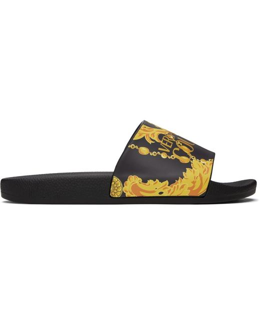 Versace Black Barocco Slides for men