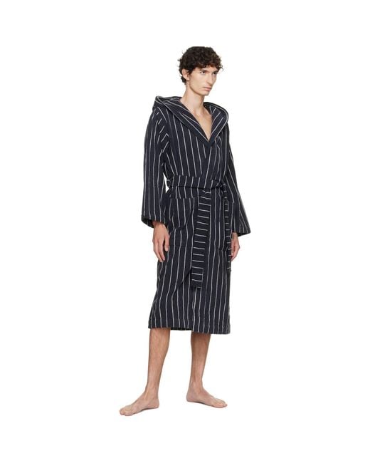Tekla Blue Terry Hooded Bathrobe for men