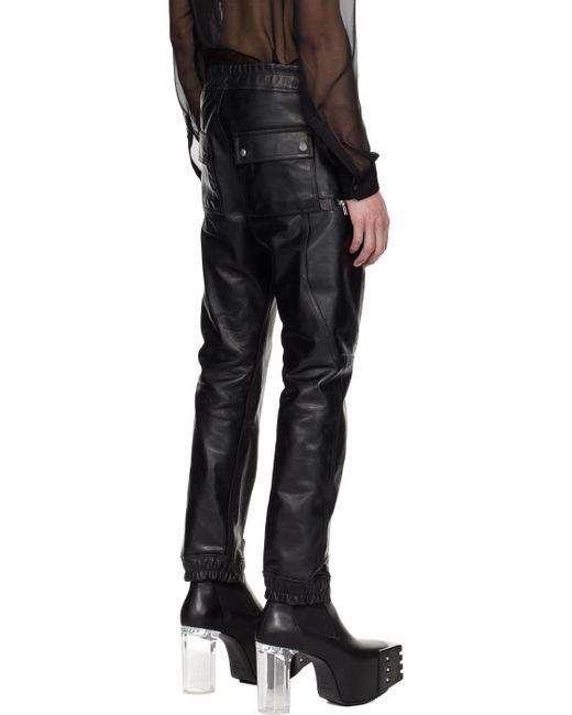 Pantalon cargo noir en cuir à poches bauhaus Rick Owens pour homme en coloris Black