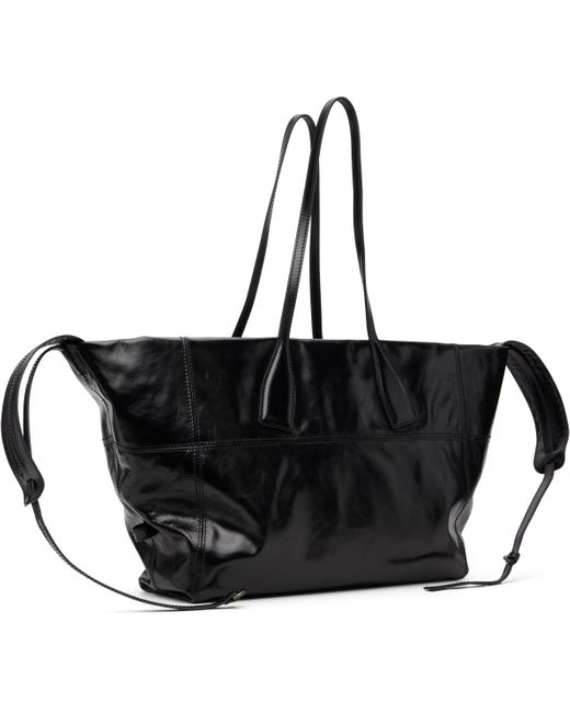 Balmain Black Track Zip Shiny Calfskin Tote for men