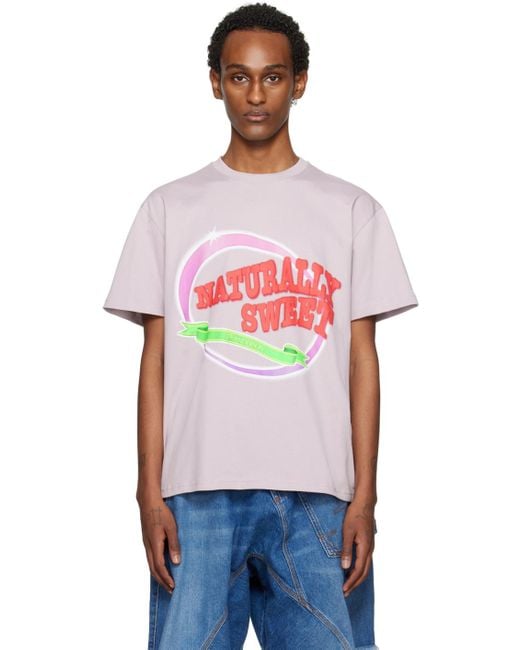 J.W. Anderson Red Purple 'naturally Sweet' T-shirt for men