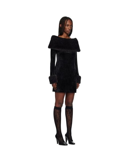 Anna Sui Black Stretch Velour Minidress