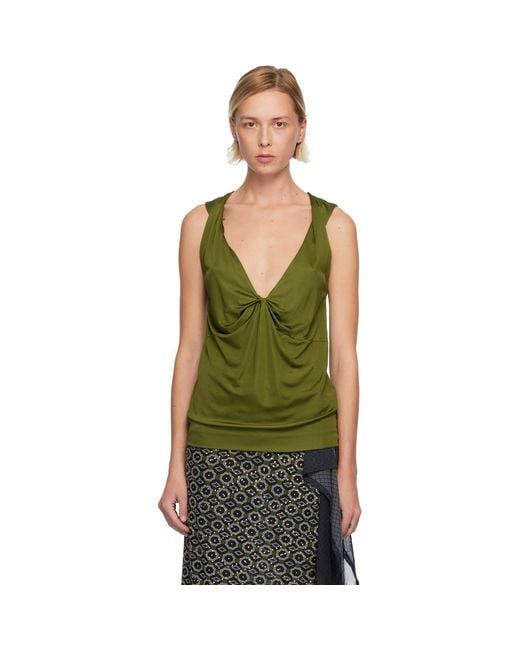 Dries Van Noten Green Twisted Tank Top