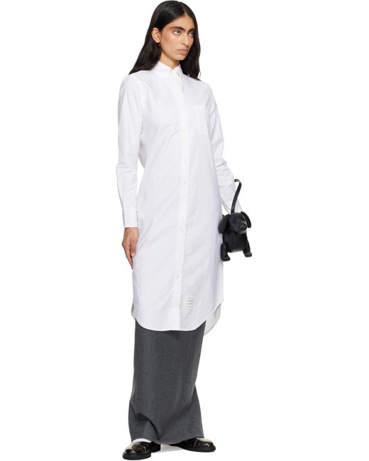 Thom Browne Women's Black Oxford Grosgrain Placket Shirtdress Thom Browne Women's Black Oxford Grosgrain Placket Shirtdress