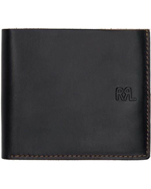 RRL Black Leather Billfold Wallet for men