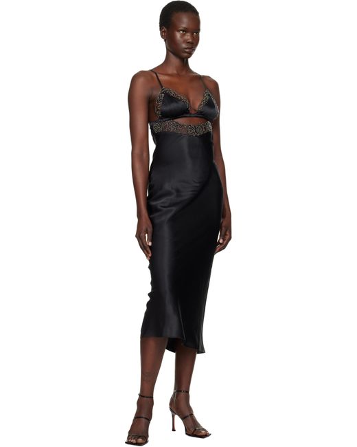 Fleur du Mal ブラック Beaded Rose スリップドレス Black