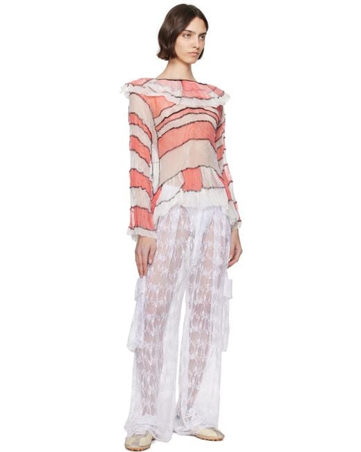 Collina Strada ホワイト レース タック カーゴパンツ White