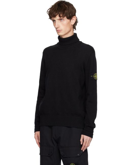 メンズ Stone Island ブラック 505A2 Winter コットン タートルネック Black