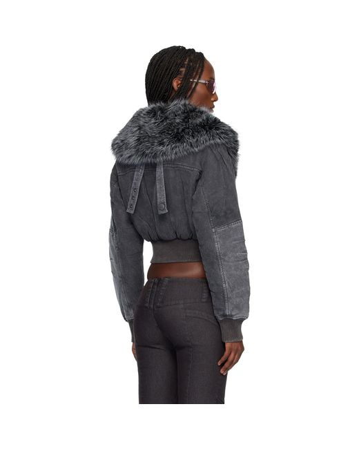 Miss Sixty Black Knwls Edition Padded Denim Bomber Jacket