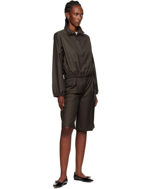 Loulou de Saison Black Adler Virgin Wool Bermuda Shorts