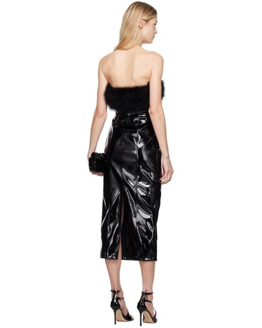 Blumarine マラブーフェザー フェイクレザー ミディアムドレス Black