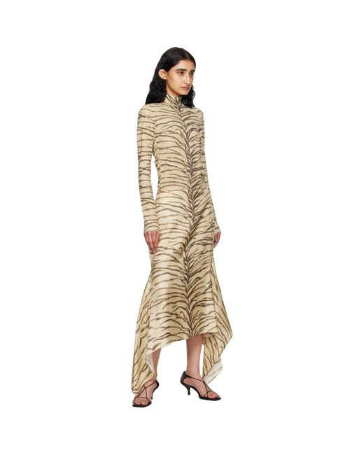 Stella McCartney Natural Tiger Print Midi Skirt