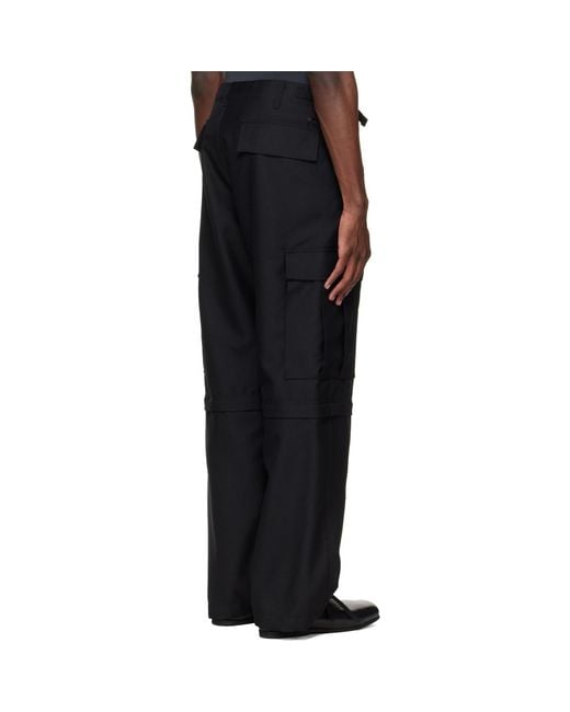 vowels Black Zip-Off Cargo Pants for men