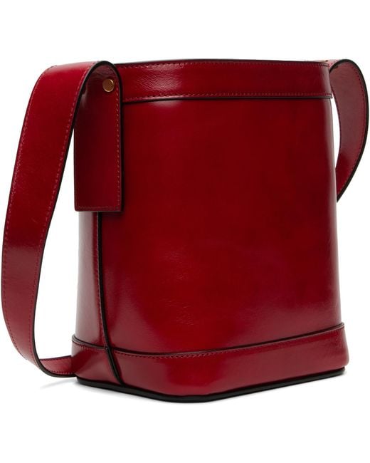 Versace Red Pivot Mini Leather Bucket Bag