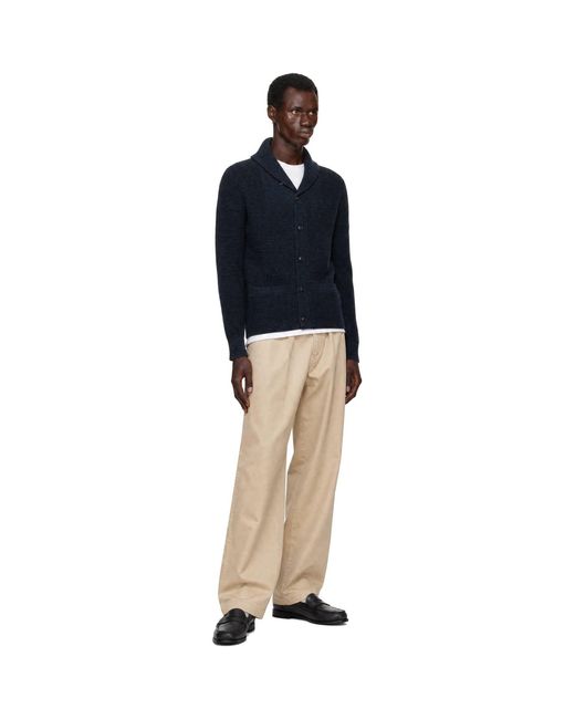 RRL Blue Shawl Cotton Cardigan for men