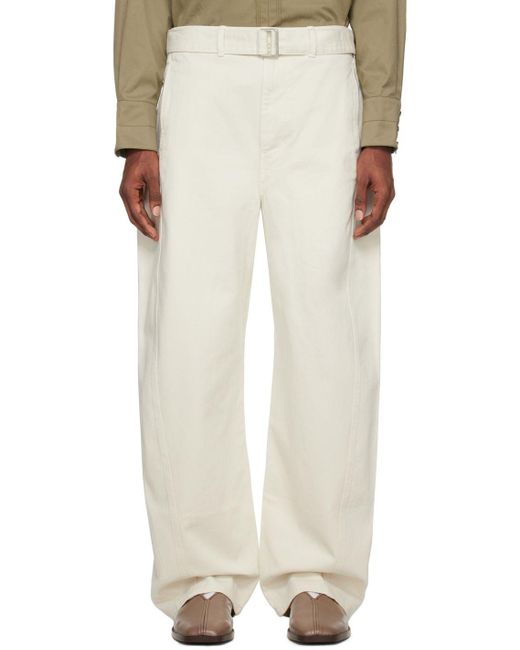 Lemaire White Twisted Belted Jeans for Men | Lyst
