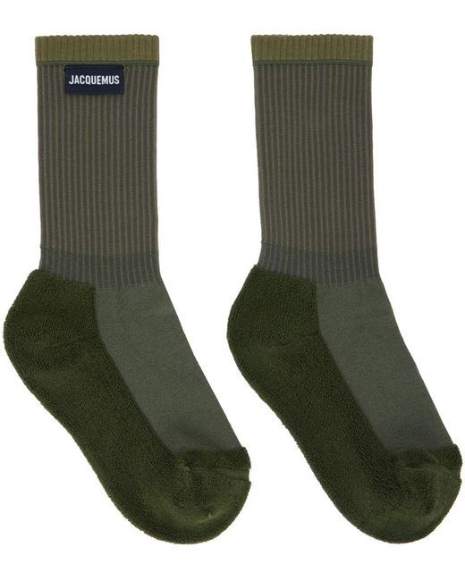 Jacquemus Green Khaki 'les Chaussettes À L'envers' Socks for men