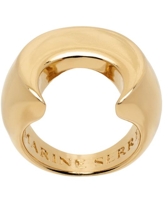 MARINE SERRE Metallic Gold Regenerated Brass Moon Ring for men