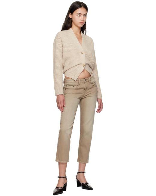 R13 ベージュ Split Hem リブ カーディガン Natural