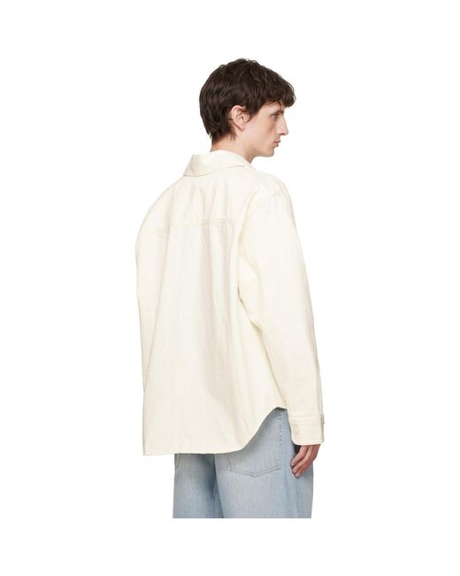 AMI White Cotton Knitted 'ami De Coeur' Overshirt for men