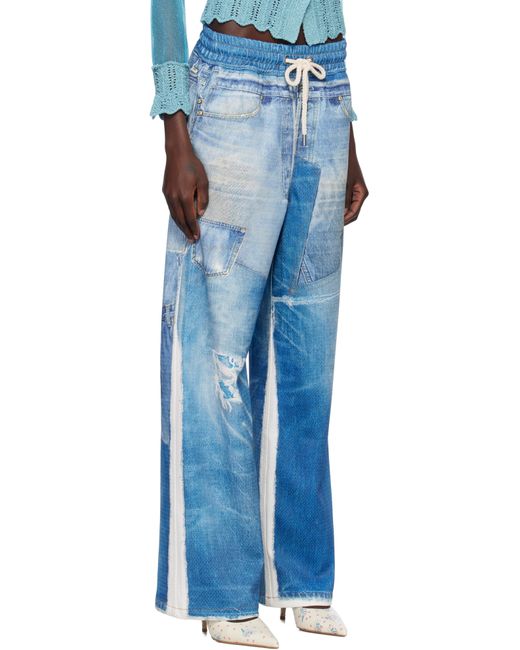 ANDERSSON BELL Blue Denim Trompe L'Oeil Mesh Trousers