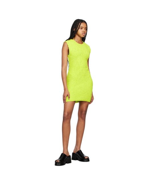 Ganni Yellow Green Open Back Minidress