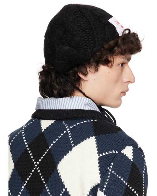 Charles Jeffrey Black Chunky Aviator Beanie for men