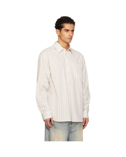 we11done White Striped Basic Shirt for men