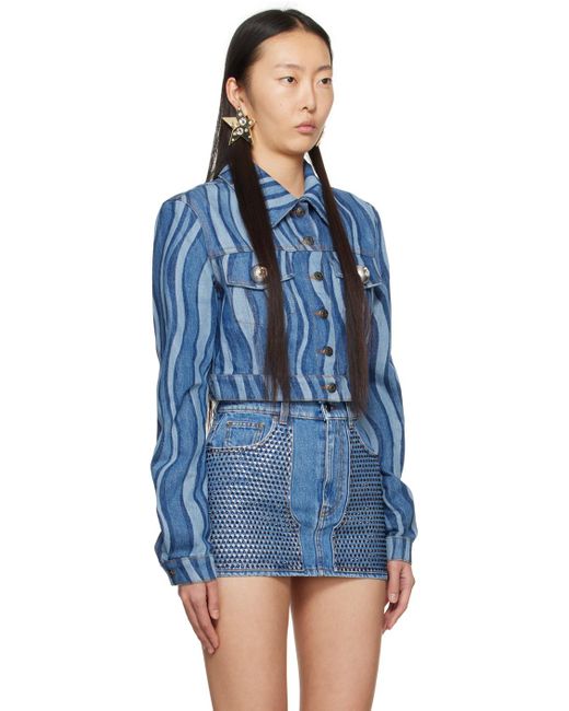 Blouson indigo en denim à rayures Area en coloris Blue