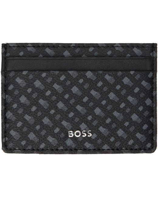 BOSS by HUGO BOSS Canvas Monogrammed Money Clip Card Holder in 1 Black