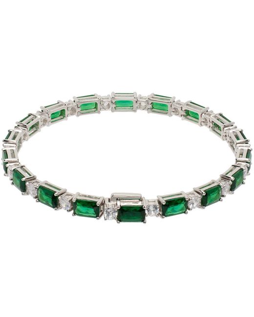 Bracelet de tennis argenté et vert à ornements facettés taille émeraude Hatton Labs pour homme en coloris Green