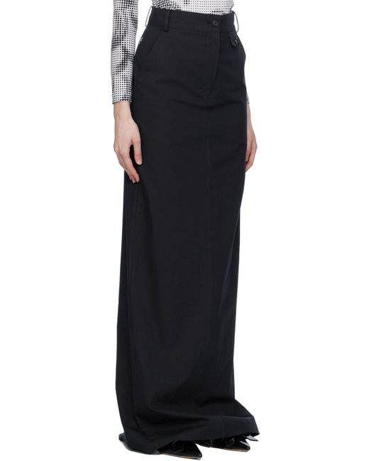 Pushbutton Black Embroidered Maxi Skirt