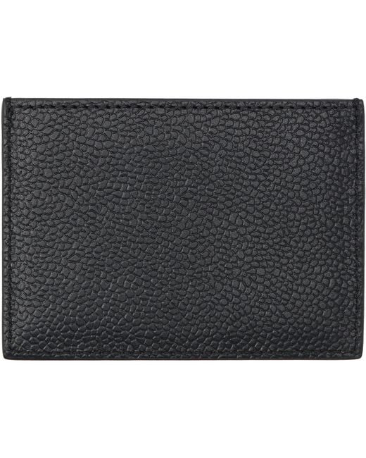 Thom Browne Black Pebble Grain Single Card Holder for men
