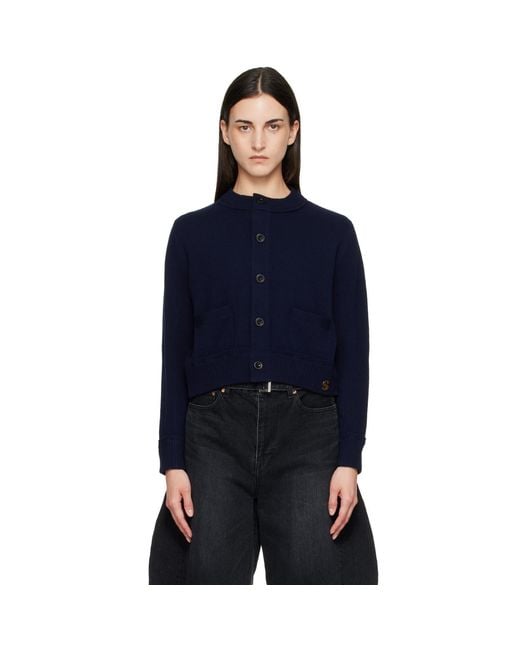 Sacai Blue Wool Knit Cardigan