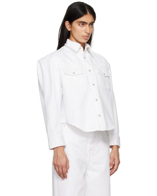 Wardrobe NYC White Press-stud Denim Jacket