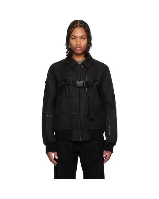 Rick Owens Black Concordians Bonotto Capsule Blixa Bomber Jacket for men