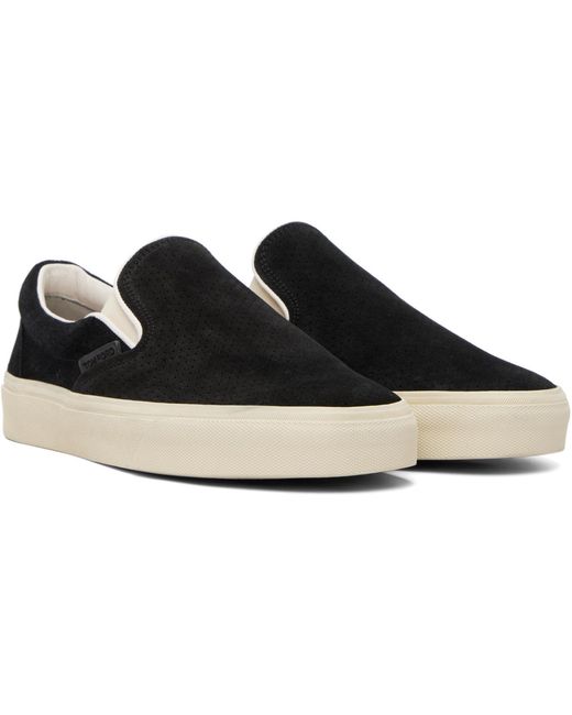 Tom Ford Black Perforated Suede Jude Slip On Sneakers for men