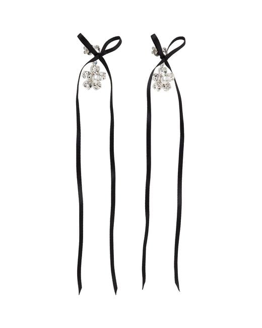 Simone Rocha Black Mini Daisy Drop Bow Earrings