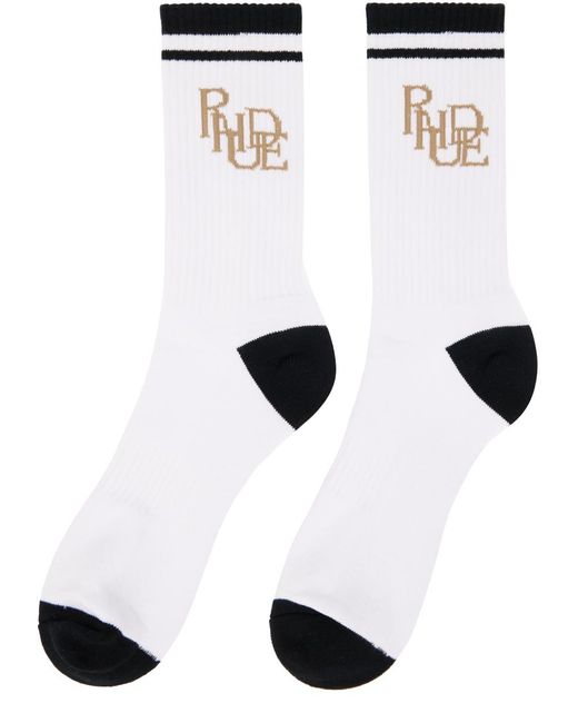 Chaussettes blanc et noir à logo Rhude pour homme en coloris White