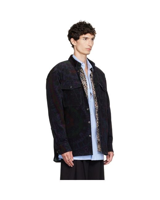 Dries Van Noten Black Cotton Corduroy Shirt for men