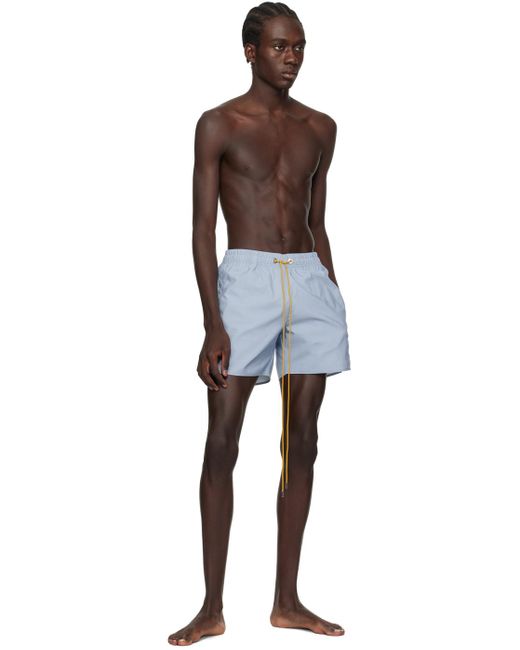 Rhude Black Embroidered Swim Shorts for men