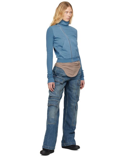 Rick Owens Blue Hollywood Double Cargo Jeans