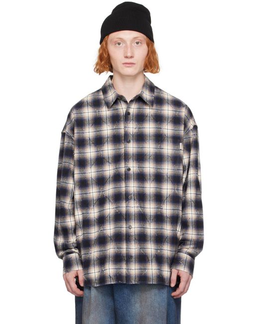 Tシャツ・カットソー JUUN.J Needle Damaged Check Loose Fit Shirts Juun.J Argyle Damage Check Shirt in Blue for Men | Lyst