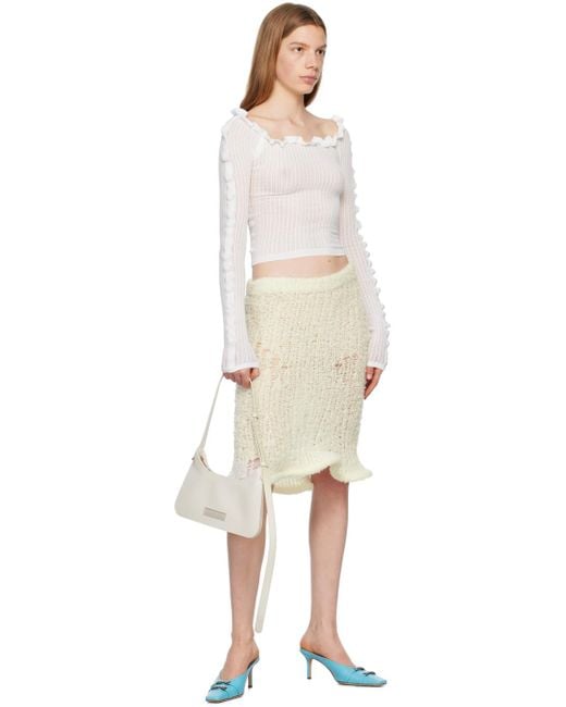 Acne Natural Off-white Flared Midi Skirt