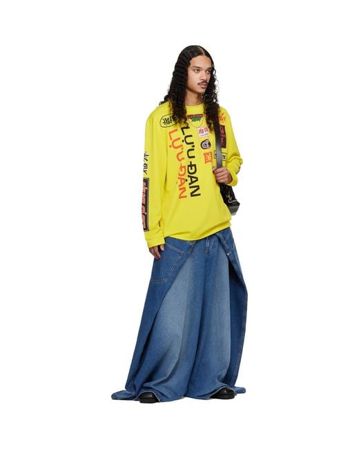Lu'u Dan Yellow Oversized Long Sleeve T-Shirt for men