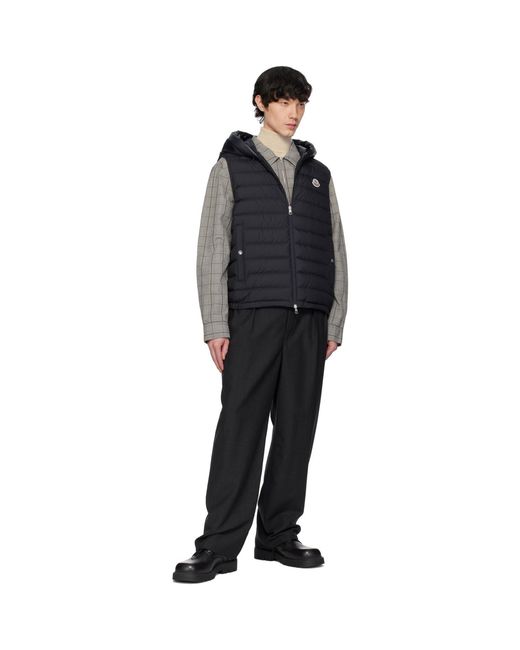 Moncler Black Bourget Hooded Down Vest for men