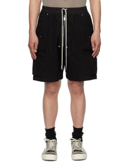 Rick Owens Black Hollywood Cargobelas Shorts for men